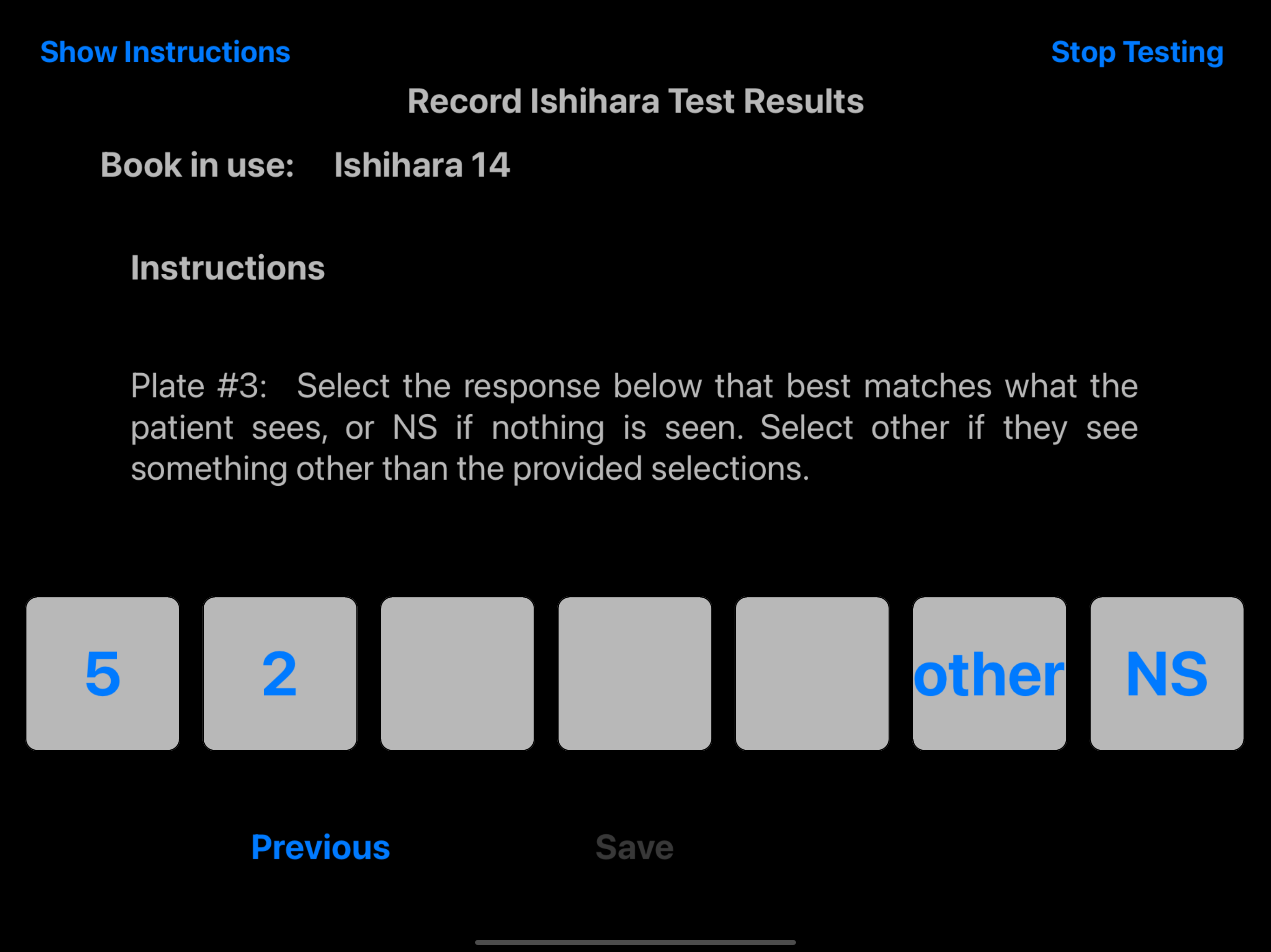 Recording the 14 Ishihara Pseudoisochromatic Plates